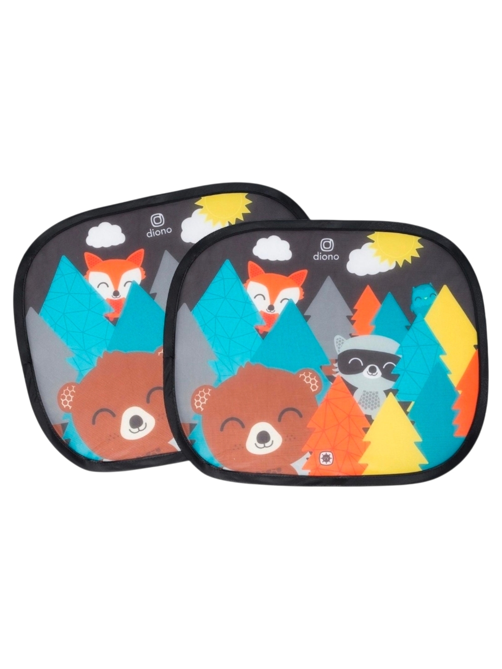 5/$25 Diono Baby Car Window Sun Shades 2 Pack UV Protection Cute Animals New